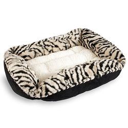Sofantex Tiger Print Plush Pet Bed Black/White (Tiger 03, 25'')