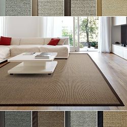 iCustomRug Zara Contemporary Synthetic Sisal Rug, Softer Than Natural Sisal Rug, Stain Resistant & Easy To Clean . Beautiful Border Rug in Chocolate 7 Feet 10 Inches x 10 Feet (8' x 10')