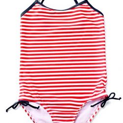 Toddler Girls Beach Bathing Suit Color Block Stripes Swimwear Bowknot