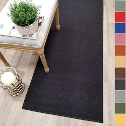 Custom Size BLACK Solid Plain Rubber Backed Non-Slip Hallway Stair Runner Rug Carpet 22 inch Wide Choose Your Length 22in X 6ft