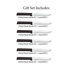 Rada Cutlery Utility Steak Knives Gift Set – Stainless Steel Knife Made in the USA, Set of 6