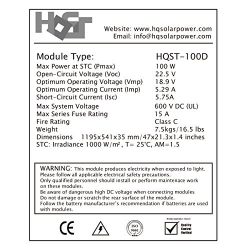 HQST 100 Watt 12 Volt Monocrystalline Solar Panel with MC4 Connectors 12 Volt Battery Charging RV, Boat, Off Grid