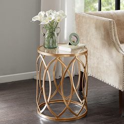Metal Eyelet Accent Table Arlo/Gold/Glass