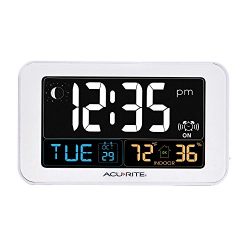 AcuRite 13040 Intelli-Time Alarm Clock with USB Charger, Indoor Temperature and Humidity