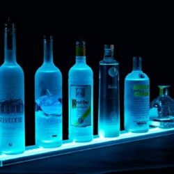 LED Liquor Shelf and Bottle Display (6 ft length) - Programmable Shelving Includes Wireless Remote, Wall Mounts, and Power Supply