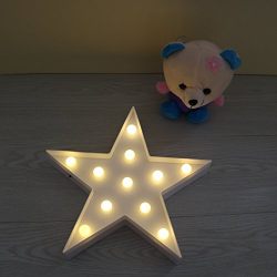 DELICORE Battery Operated Night Light LED Marquee Sign with Wireless Remote Control for Kids' Room, Bedroom, Gift, Party, Home Decorations(White Star)