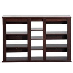 Dark Brown Wall Mounted Media Storage Shelf 10 Storage Shelves Floating Hanging Cabinet Storage Organizer CD DVD Book Rack Home Living Room Bedroom Space Saving Furniture DecorationSturdy And Durable