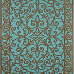 Green Decore Gala Outdoor/Plastic/Reversible Eco Rug (6 x 9, Turquoise/Gold)