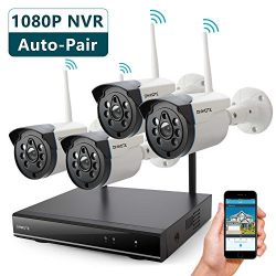 ONWOTE 1080P HD NVR Outdoor Wireless Security Camera System WiFi with 4 960P HD 1.3 Megapixel Night Vision IP Surveillance Cameras for Home, NO Hard Drive (Built-in Router, Auto Pair, Motion Alert)
