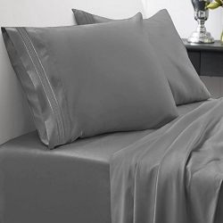 Sweet Home Collection 1800 Thread Count Egyptian Quality Brushed Microfiber 4 Piece Deep Pocket Bed Sheet Set, King, Gray