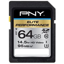 PNY Elite Performance 64GB Flash Memory High Speed SDXC Class 10 UHS-I (P-SDX64U395-GE)