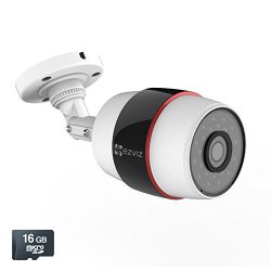EZVIZ Husky Outdoor HD 1080p PoE & Wi-Fi Wireless Video Security Bullet Camera, Works with Alexa, 100 ft. Night Vision, Weatherproof, 16GB Micro SD Included (WiFi Connectivity - 2.4Ghz Only)