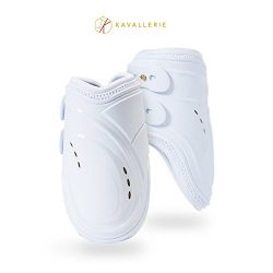 Kavallerie Pro-K 3D Air-Mesh Fetlock Boots, Impact and Injury Protection, Anti-Slip and Anti-Spin Design, Breathable, Flexible and Non-Restrictive Show Jumping Boots-L-White