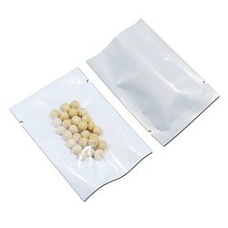 300 Pcs White Front Clear Open Top 2.8mil Plastic Vacuum Pouch Heat Sealable Bags For Food Tea Powder Beef Jerky Storage Package Mini Sample Giveaway Bag with Tear Notch 2.4"x3.5"(usable size 2"x3.1")
