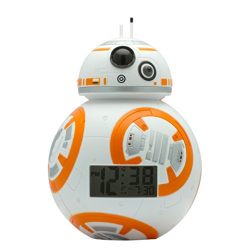 BulbBotz 2020503 Star Wars BB-8 Kids Light Up Alarm Clock | white/orange | plastic | 7.5 inches tall | LCD display | boy girl | official