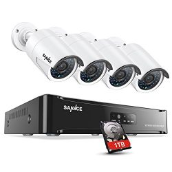 SANNCE New 1080P 2-Megapixel (1920 x 1080p) POE Video Security System and (4) 1920TVL Outdoor Bullet IP Cameras with 100ft Night Vision,Weatherproof Metal Housing, 1TB HDD, Power over Ethernet (White)