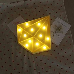 Decorative Marquee Sign Yellow Diamond LED Lights - Lighted Marquee Diamond Sign Perfect for Baby Room Bathroom Bedroom Hallway Kitchen - Warm White