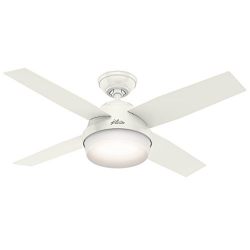 Hunter Contemporary Dempsey Fresh White Ceiling Fan With Light & Remote, 44"