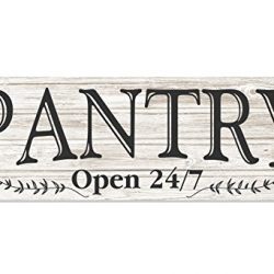 MRC Wood Products Pantry Open 24/7 White Rustic Wood Wall Sign 6x18