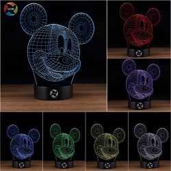 LE3D 3D Optical Illusion Desk Lamp/3D Optical Illusion Night Light, 7 Color LED 3D Lamp, Disney 3D LED For Kids and Adults, Mickey Mouse Light Up
