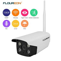 FLOUREON 1080P Outdoor Wireless WiFi IP Camera 2.0 Mega Pixel Home Security Bullet Camera Waterproof Support Two-Way/ONVIF/Motion Detection/ Video Recorder (1080P Outdoor Camera)