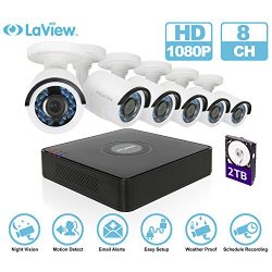 LaView 1080P HD 6 Cameras 8CH Security System DVR with 2TB HDD 2MP Bullet Cam Surveillance Kit