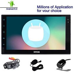 Double Din EinCar Android 6.0 Car Stereo with 7'' Full touch screen In Dash Navigation Headunit GPS Vehicle Radio Receiver Support 1080P/Bluetooth/Mirrorlink/External Mic/WiFi with Front & Rear Camera