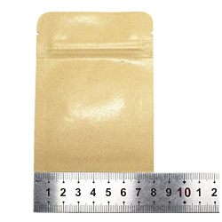 5.5mil Kraft Paper Inner Mylar Foil Ziolock Bag with Tear Notches Heat Sealable Resealable Pouch Smell Proof Spice Coffee Jerky Long Term Food Storage Bag (100, 3.1x4.3 inch (8x11cm))