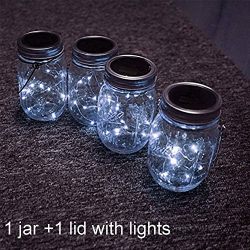 Solar Mason Jar Lights, Solar powered LED Garden Decor Outdoor hanging lights , Lamps for Christmas Tree Lawn Patio Yard party Wedding decoration, for year-round Outdoor Using (1 pcs,White)