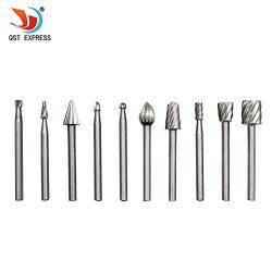 QST 10pcs HSS Routing Router Bits Burr Rotary Tools-1/8" (3mm) Shank Suit