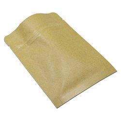 5.5mil Kraft Paper Inner Mylar Foil Ziolock Bag with Tear Notches Heat Sealable Resealable Pouch Smell Proof Spice Coffee Jerky Long Term Food Storage Bag (100, 3.1x4.3 inch (8x11cm))