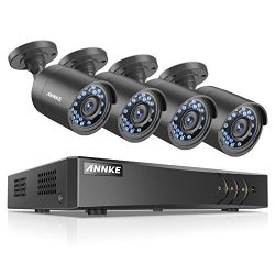 ANNKE Security Camera System 1080P Lite DVR Recorder and (4) 720p Weatherproof Bullet Cameras