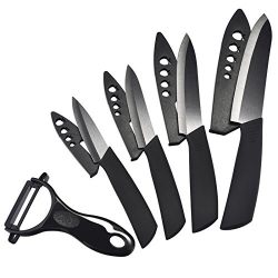 Larcolais Ceramic Knife Set 3 4 5 6 inch Kitchen Knives with Peeler Chef Paring Fruit