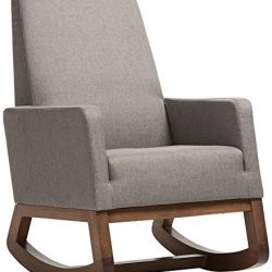 Baxton Studio Yashiya Mid Century Retro Modern Fabric Upholstered Rocking Chair, Grey