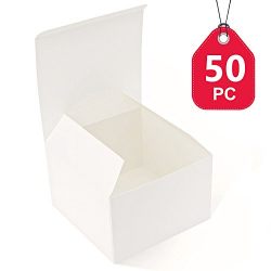 MESHA Recycled Gift Boxes 6x6x4 Inch White Gloss Cardboard Boxes 50PCS Kraft Favor Boxes for Party, Wedding, Gift