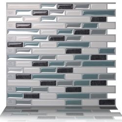 Tic Tac Tiles Anti-mold Peel and Stick Wall Tile in Como Marrone (10 Tiles)