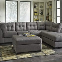 Benchcraft Maier Contemporary Oversized Accent Ottoman - Footrest or Table Alternative - Charcoal Gray