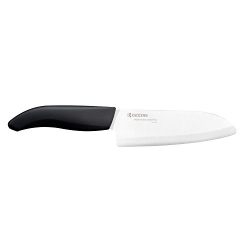 Kyocera Advanced Ceramic Revolution Series 5-1/2-inch Santoku Knife, Black Handle, White Blade