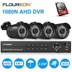 FLOUREON 8CH Security Surveillance DVR System 1080P + 4 Pack 1080P HD CCTV Camera Night Vision Remote Access Motion Detection (8CH 1080N AHD 3000TVL+1 TB HDD)