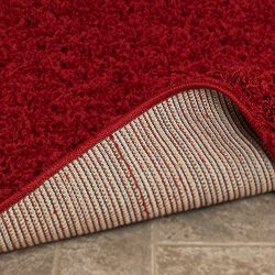 Sweet Home Stores Cozy Shag Collection Red Solid Shag Rug