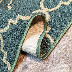 Maxy Home Hamam Moraccan Trellis Sage Green 5 ft. x 6 ft. 6 in. Rubber Backed Area Rug