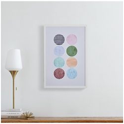 Rivet Patterned Color Circles in White Frame, 18" x 26"