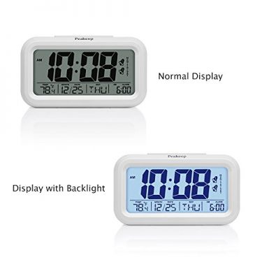 Peakeep Digital Alarm Clock with 2 Alarms for Optional Weekday Mode ...