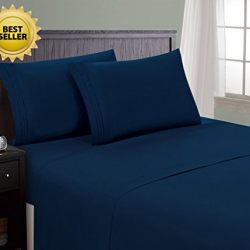 HC Collection Bed Sheet & Pillowcase Set HOTEL LUXURY (King, Navy Blue)