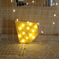 Decorative Marquee Sign Yellow Diamond LED Lights - Lighted Marquee Diamond Sign Perfect for Baby Room Bathroom Bedroom Hallway Kitchen - Warm White