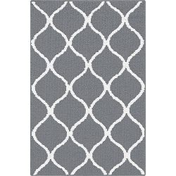 Kitchen Rugs, Maples Rugs [Made in USA][Rebecca] 2'6 x 3'10 Non Slip Padded Small Area Rugs for Living Room, Bedroom, and Entryway - Grey/White