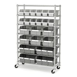 Seville Classics Commercial 7-Tier Platinum/Gray NSF 22-Bin Rack Storage System