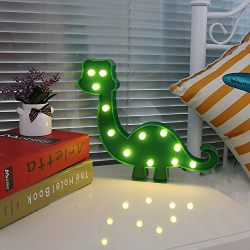 Super Cute Dinosaur LED Night Light, Childen Kids Bedroom Decorative Table Lamps, Marquee Animal Sign, Gift for all Dinosaur Lovers! (Dinosaur - Green)
