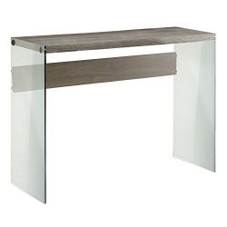 Monarch specialties I 3055, Console Sofa Table, Tempered Glass, Dark Taupe, 44"L