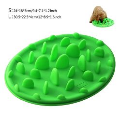 Spring fever Slow feed Fun Pizza Design Anti-choking Non-slip Silicone Interactive Bloat Stop Dog Pet Bowl Blue S(9.47.11.2inch)